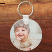 可愛いパーソナライズされた写真誕生ベビー記念 キーホルダー (裏面)