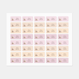 可愛いパーソナライズされた子猫とハート名ラベル ラベル