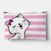 可愛いパーソナライズされた子猫ピンク剥ぎ アクセサリーポーチ (裏面)
