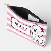 可愛いパーソナライズされた子猫ピンク剥ぎ アクセサリーポーチ (見開き)