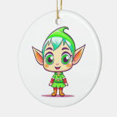 可愛いパーソナライズされた小妖精や小人クリスマス セラミックオーナメント (左)
