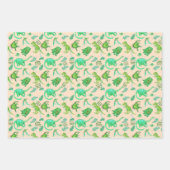 可愛いパーソナライズされた恐竜のギフトラップ3色 ラッピングペーパーシート (正面3)