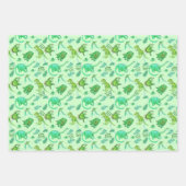 可愛いパーソナライズされた恐竜のギフトラップ3色 ラッピングペーパーシート (正面)