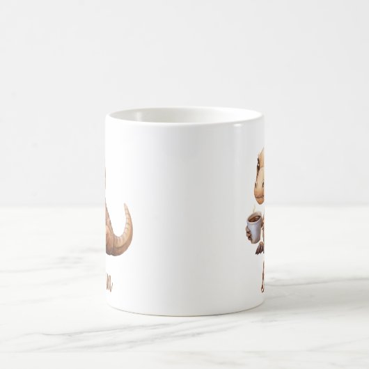 可愛いパーソナライズされた恐竜の名前 コーヒーマグカップ (中央)