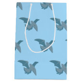 可愛いパーソナライズされた恐竜をテーマにしたパーティー ミディアムペーパーバッグ (裏面)