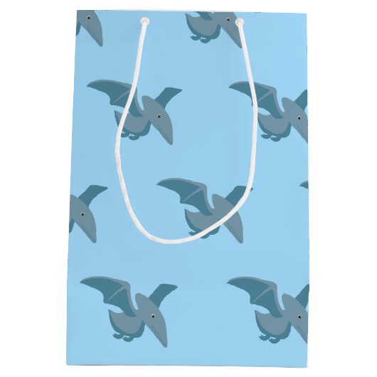 可愛いパーソナライズされた恐竜をテーマにしたパーティー ミディアムペーパーバッグ (裏面)