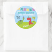 可愛いパーソナライズされた恐竜をテーマにしたパーティー ラウンドシール (バッグ)