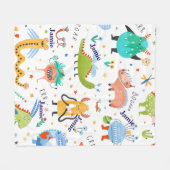 可愛いパーソナライズされた恐竜カラフルの子供のパターン フリースブランケット (正面(横))