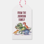 可愛いパーソナライズされた恐竜誕生日ギフトラベル ギフトタグ (裏面)