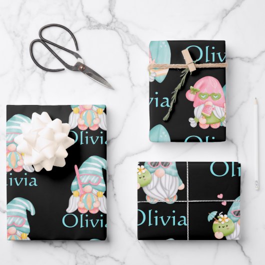 可愛いパーソナライズされた格言プリントのクリスマス ラッピングペーパーシート (正面)