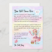 可愛いパーソナライズされた歯の妖精の手紙子供へ 招待状 (正面/裏面)