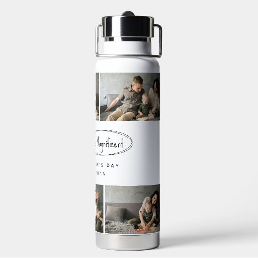 可愛いパーソナライズされた母の日の家族写真 ウォーターボトル (背面)