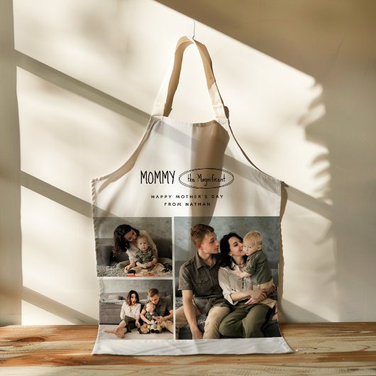 可愛いパーソナライズされた母の日の家族写真 エプロン
