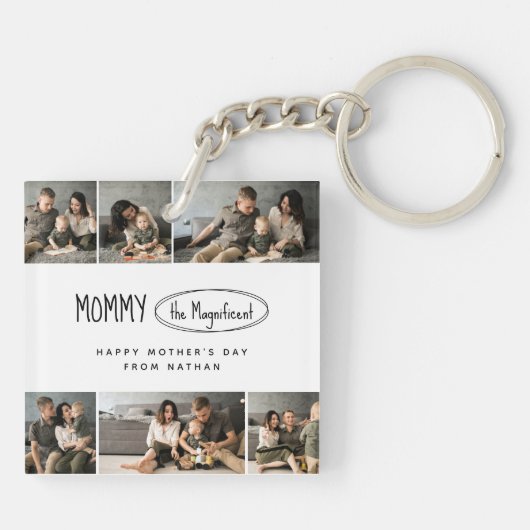 可愛いパーソナライズされた母の日の家族写真 キーホルダー (裏面)