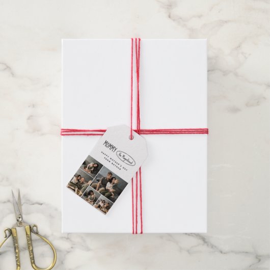 可愛いパーソナライズされた母の日の家族写真 ギフトタグ (より糸付き)
