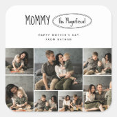 可愛いパーソナライズされた母の日の家族写真 スクエアシール (正面)