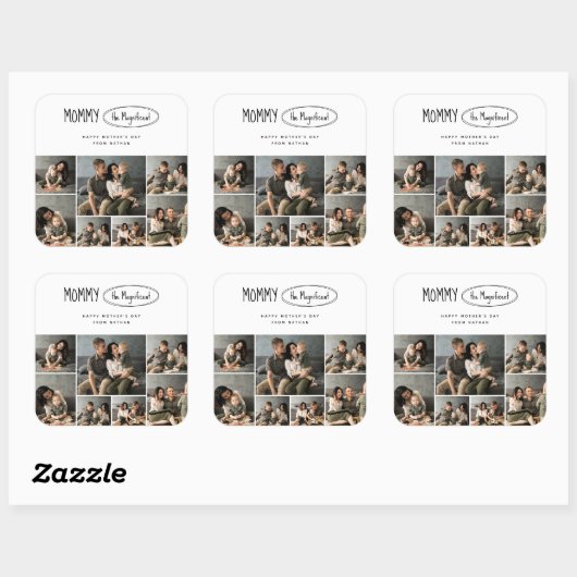 可愛いパーソナライズされた母の日の家族写真 スクエアシール (シート)