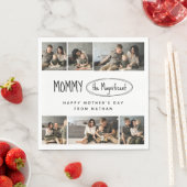 可愛いパーソナライズされた母の日の家族写真 スタンダードランチョンナプキン (インサイチュ)