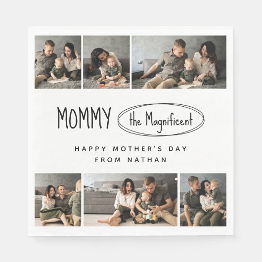 可愛いパーソナライズされた母の日の家族写真 スタンダードランチョンナプキン (正面)