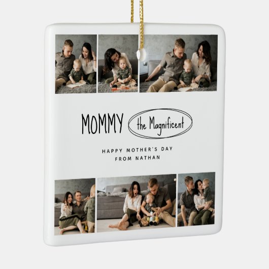 可愛いパーソナライズされた母の日の家族写真 セラミックオーナメント (右)