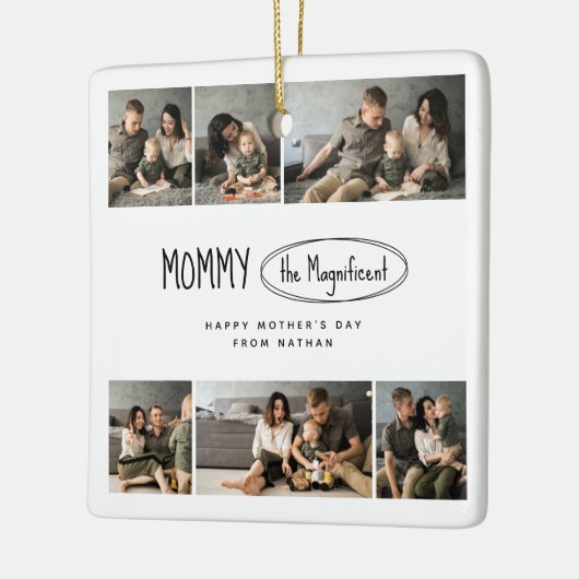 可愛いパーソナライズされた母の日の家族写真 セラミックオーナメント (左)