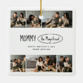 可愛いパーソナライズされた母の日の家族写真 セラミックオーナメント (裏面)