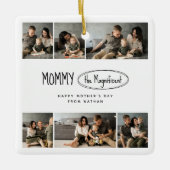 可愛いパーソナライズされた母の日の家族写真 セラミックオーナメント (正面)