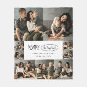 可愛いパーソナライズされた母の日の家族写真 フリースブランケット (正面)