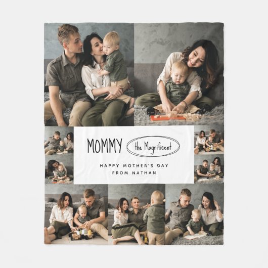 可愛いパーソナライズされた母の日の家族写真 フリースブランケット (正面)