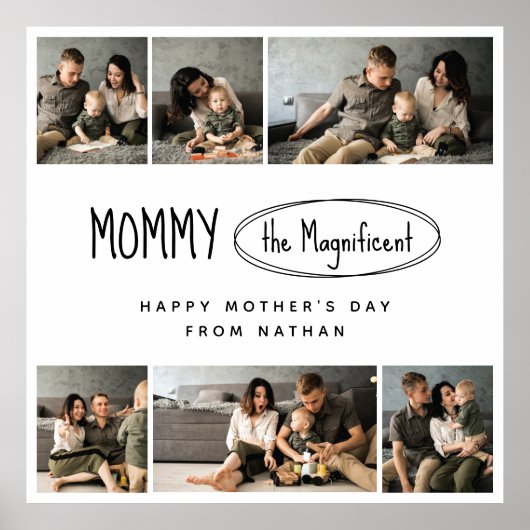 可愛いパーソナライズされた母の日の家族写真 ポスター (正面)