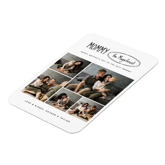 可愛いパーソナライズされた母の日の家族写真 マグネット (左側)