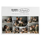可愛いパーソナライズされた母の日の家族写真 ラージペーパーバッグ (裏面)