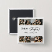 可愛いパーソナライズされた母の日の家族写真 缶バッジ (正面&裏面)