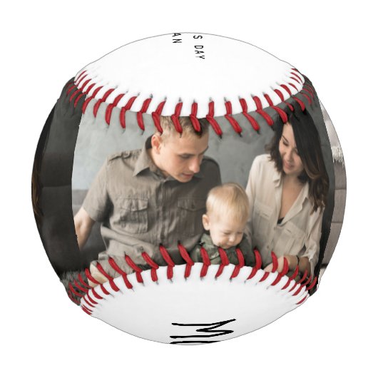 可愛いパーソナライズされた母の日の家族写真 野球ボール (裏面)