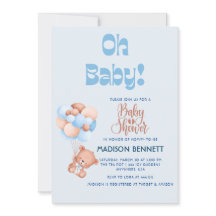 可愛いパーソナライズされた水の色テディベア男の子シャワー