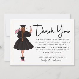 可愛いパーソナライズされた水モダン色ガール卒業 サンキューカード