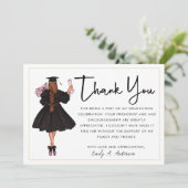 可愛いパーソナライズされた水モダン色ガール卒業 サンキューカード (スタンド正面)