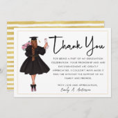 可愛いパーソナライズされた水モダン色ガール卒業 サンキューカード (正面/裏面)