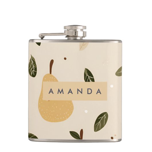 可愛いパーソナライズされた洋お洒落梨の柄 フラスク (正面)