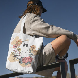 可愛いパーソナライズされた漫画の白い幽霊への贈り物 トートバッグ