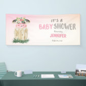 可愛いパーソナライズされた牛ピンクの金ゴールド赤ちゃんシャワー 横断幕 (トレードショー)