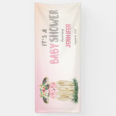 可愛いパーソナライズされた牛ピンクの金ゴールド赤ちゃんシャワー 横断幕 (縦)