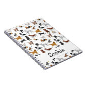 可愛いパーソナライズされた犬のイラストレーション柄 ノートブック (右側)