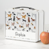 可愛いパーソナライズされた犬のイラストレーション柄 メタルランチボックス (インサイチュ)