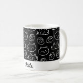 可愛いパーソナライズされた猫 コーヒーマグカップ (正面右)
