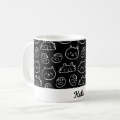可愛いパーソナライズされた猫 コーヒーマグカップ (正面左)