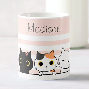 可愛いパーソナライズされた猫 コーヒーマグカップ