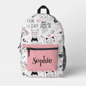 可愛いパーソナライズされた猫 プリントバックパック (正面)