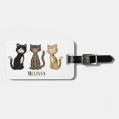 可愛いパーソナライズされた猫 ラゲッジタグ (正面横)