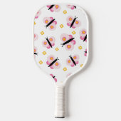 可愛いパーソナライズされた蝶ガールズピンク ピックルボールラケット (裏面)